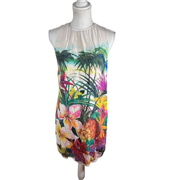 Juicy Couture Tropical Print Silk Shift Dress - Picture 1 of 9